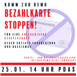 Komm zur DEMO gegen die Bezahlkarte!